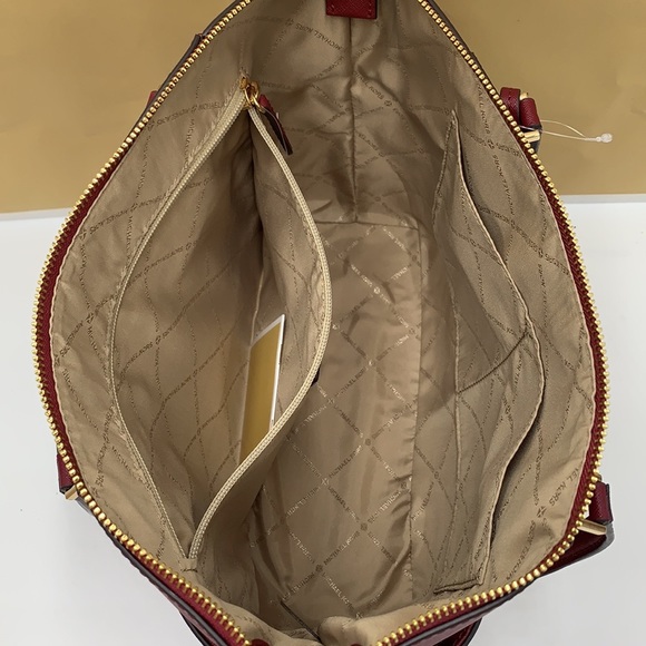 NWT MICHAEL KORS CHARLOTTE LARGE TOP ZIP TOTE BAG Dark Cherry COLOR NWT - Picture 5 of 16